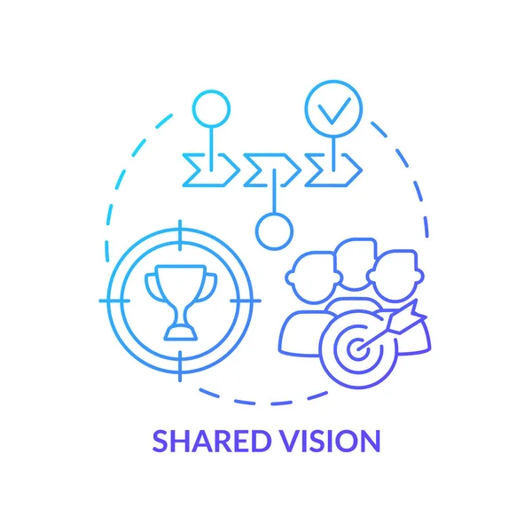 Icono Concepto Gradiente Azul Visión Compartida Objetivos Opiniones Comunes Planificación — Vector de stock