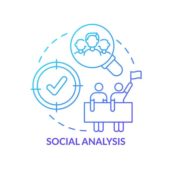 Társadalmi Elemzés Kék Gradiens Fogalom Ikon Közösségi Ügyek Kutatása Szociális — Stock Vector