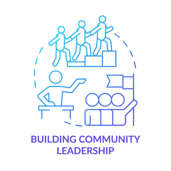 Construyendo Liderazgo Comunitario Icono Concepto Gradiente Azul Planificación Social Motivo — Vector de stock