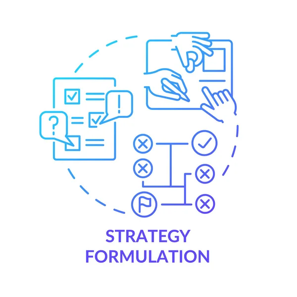 Icono Concepto Gradiente Azul Formulación Estrategia Implementación Del Plan Etapa — Vector de stock