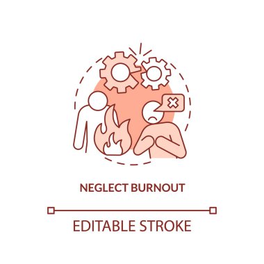 Tükenmiş kırmızı konsept simgesini ihmal et. Beceriksiz hissediyorum. Tükenmiş soyut fikir ince çizgi çizimi. İzole bir taslak çizim. Düzenlenebilir felç. Arial, Myriad Pro-Kalın yazı tipleri