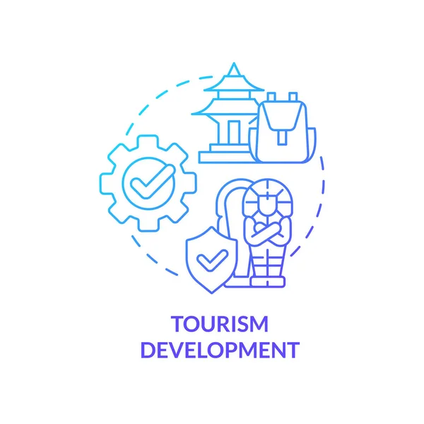 Tourism Development Blue Gradient Concept Icon Observing Local Landmarks Heritage — Stock Vector