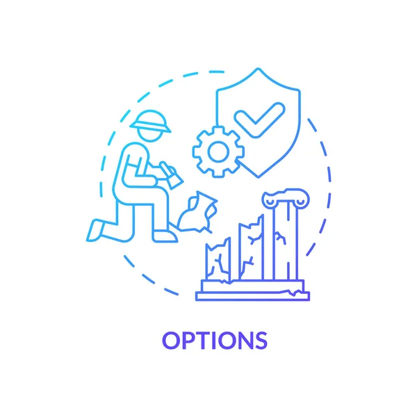 Opciók Kék Gradiens Koncepció Ikon Foglalási Módot Választok Örökségvédelmi Folyamat — Stock Vector