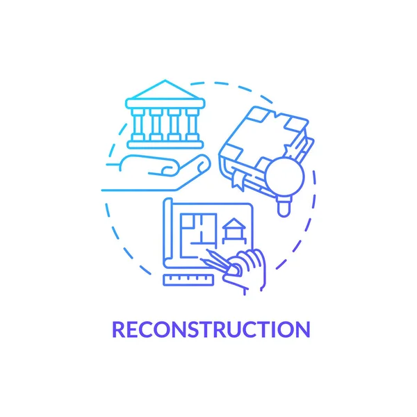 Reconstrução Ícone Conceito Gradiente Azul Reproduzir Estrutura Tipo Preservação Objetos — Vetor de Stock