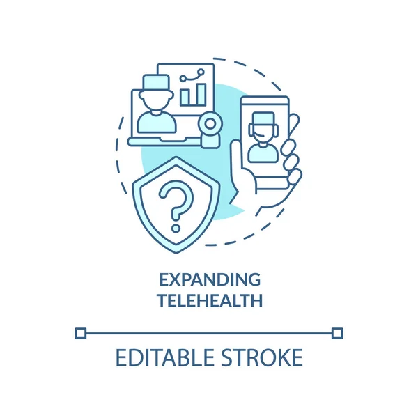 Rozšiřování Koncept Telehealth Tyrkysové Ikony Zdravotnictví Výzva Abstraktní Nápad Tenké — Stockový vektor