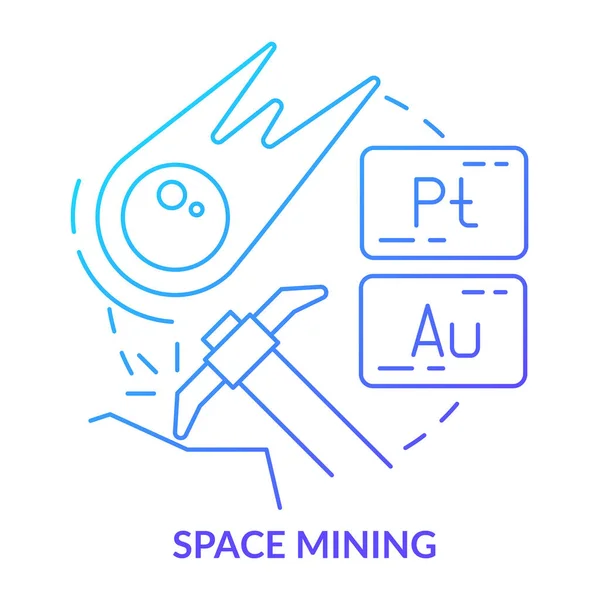 Космическая Добыча Голубой Иконы Исследование Минеральных Ресурсов Тенденция Космических Технологий — стоковый вектор