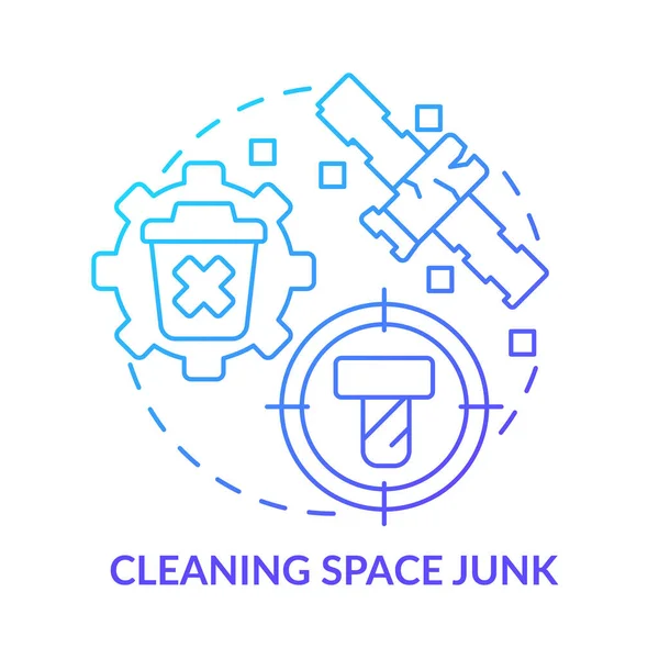 Reiniging Ruimte Junk Blauwe Gradiënt Concept Icoon Afval Uit Baan — Stockvector