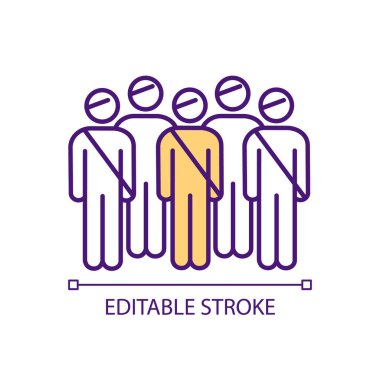 Askeri güçler RGB renk simgesi. Ordu hazırlığı. Acemi birliği. Askeri güç. Acemi eğitimi. İzole vektör çizimi. Basit bir çizgi çizimi. Düzenlenebilir felç. Kullanılan Arial yazı tipi