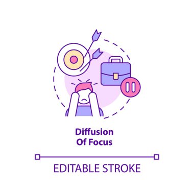 Odaklanma konsepti ikonunun dağılımı. Çevrimiçi işbirliğinin dezavantajı soyut fikir ince çizgi çizimi. İzole bir taslak çizim. Düzenlenebilir felç. Arial, Myriad Pro-Kalın yazı tipleri
