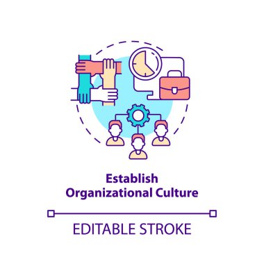 Organizasyon kültürü konsepti simgesi oluşturun. Sanal ofis soyut fikir çizgisi çizimine başlamak için adım. İzole bir taslak çizim. Düzenlenebilir felç. Arial, Myriad Pro-Kalın yazı tipleri