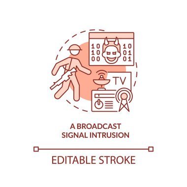 Kırmızı konsept ikonu yayınlayın. Bilgi savaşı biçimi soyut fikir ince çizgi çizimi. İzole bir taslak çizim. Düzenlenebilir felç. Arial, Myriad Pro-Kalın yazı tipleri