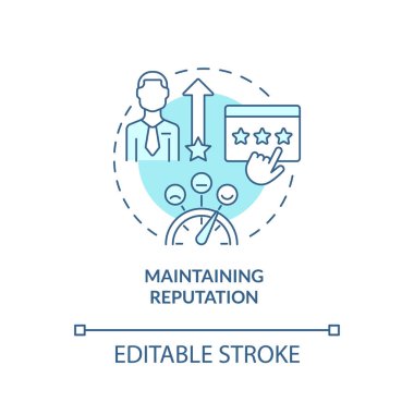 İtibarını korumak için turkuaz konsept simgesi. Başlangıçta soyut fikirlerin temel problemi ince çizgi çizimi. İzole bir taslak çizim. Düzenlenebilir felç. Arial, Myriad Pro-Kalın yazı tipleri