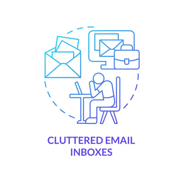 Cluttered Email Inboxes Icône Concept Dégradé Bleu Notifications Système Inconvénient — Image vectorielle