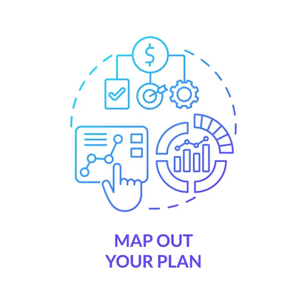 Map Out Your Plan Blue Gradient Concept Icon Business Planning — Stock Vector