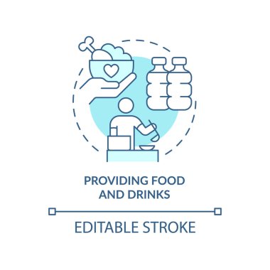 Turkuaz konsept ikonu sağlıyorum. Hükümet girişimi soyut fikir ince çizgi çizimi. İzole bir taslak çizim. Düzenlenebilir felç. Arial, Myriad Pro-Kalın yazı tipleri