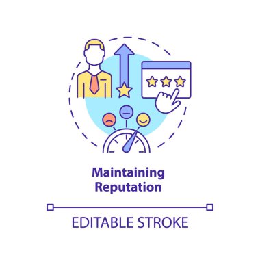 İtibar konsepti ikonu olarak kalmalı. Başlangıçta soyut fikirlerin temel problemi ince çizgi çizimi. Pozitif eleştiriler. İzole bir taslak çizim. Düzenlenebilir felç. Arial, Myriad Pro-Kalın yazı tipleri