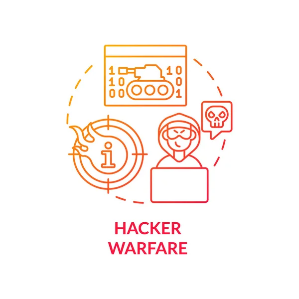 Ícone Conceito Gradiente Vermelho Guerra Hackers Ataques Digitais Computador Subárea — Vetor de Stock