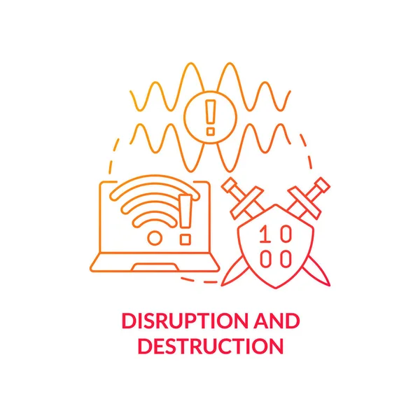 Perturbation Destruction Icône Concept Dégradé Rouge Signal Brouillé Information Warfare — Image vectorielle