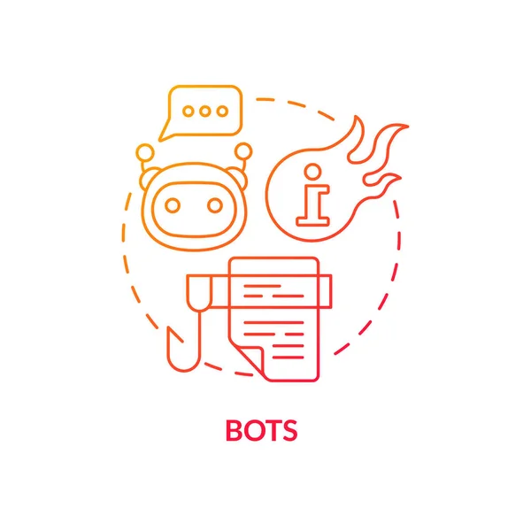 Bots Icono Concepto Gradiente Rojo Aplicación Software Ciberguerra Guerra Información — Vector de stock