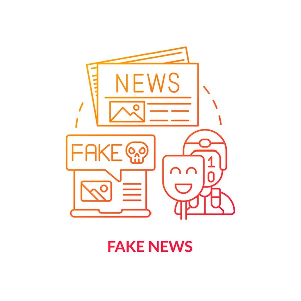 Fake News Rotes Gradienten Konzept Symbol Falsche Und Erfundene Fakten — Stockvektor