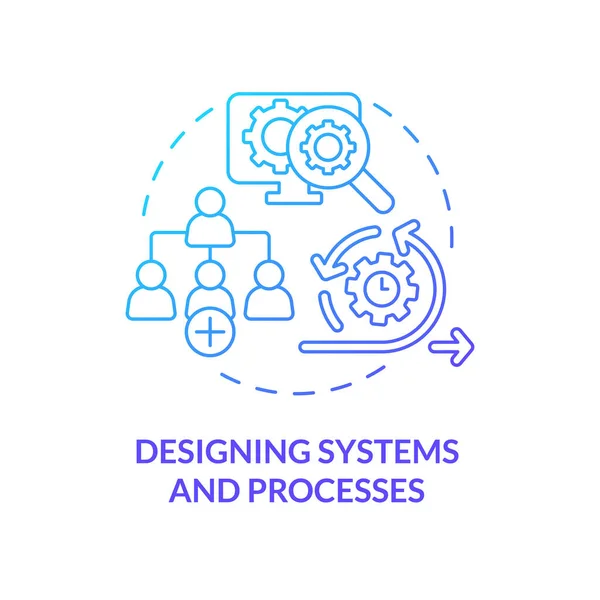 Progettazione di sistemi e processi icona del concetto di gradiente blu — Vettoriale Stock