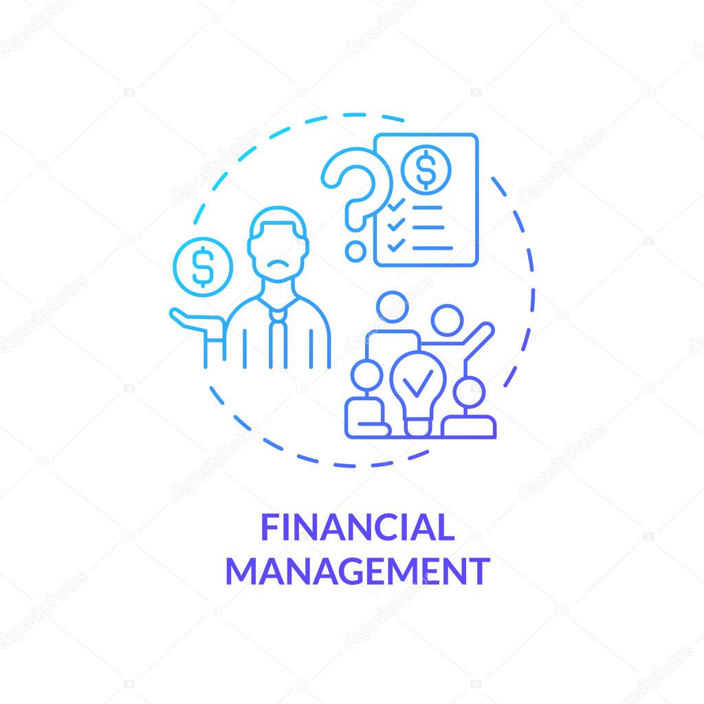 Financial management blue gradient concept icon. Challenge facing business abstract idea thin line illustration. Handle company finances. Isolated outline drawing. Myriad Pro-Bold font used
