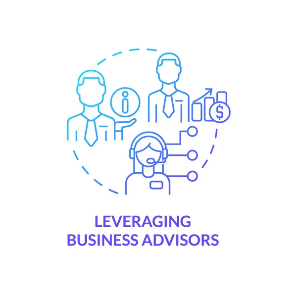 Leveraging business advisors blue gradient concept icon — Stock Vector