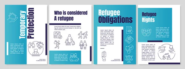 Шаблон голубой брошюры "Права и обязанности беженцев" — стоковый вектор