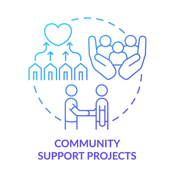 커뮤니티 지원 프로젝트 파란기울기 컨셉 아이콘 — 스톡 벡터