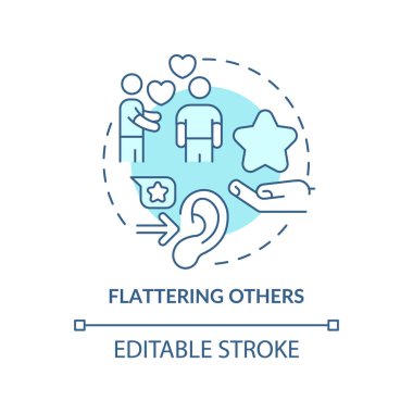 Diğerlerini pohpohlamak turkuaz konsept simgesi