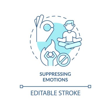 Duyguların bastırılması turkuaz konsept simgesi