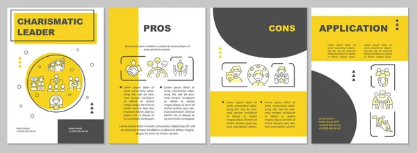 Charismatic leadership yellow brochure template — Stock Vector