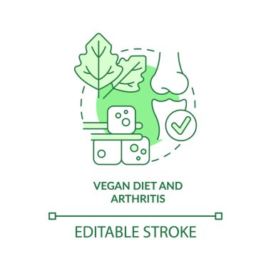 Vejetaryen diyeti ve artrit yeşili konsept simgesi