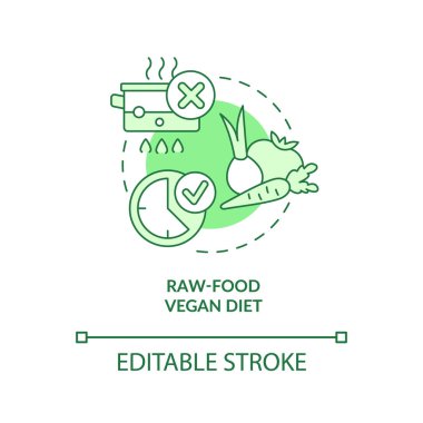 Çiğ gıda vegan diyet yeşil konsept simgesi