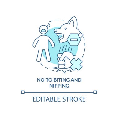 Turkuaz konsept simgesini ısırmaya ve ısırmaya hayır