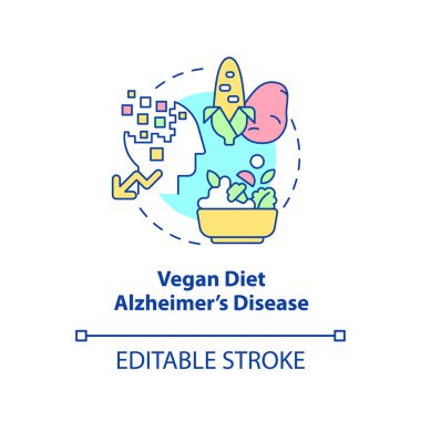 Vegan diyeti ve Alzheimer hastalığı konsepti ikonu