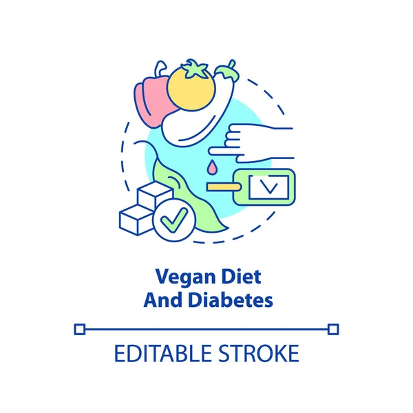 Vegan dieta e diabetes ícone conceito —  Vetores de Stock