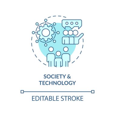 Toplum ve teknoloji turkuaz konsept simgesi