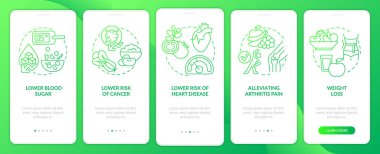 Mobil uygulama ekranında vejetaryen diyet yeşil gradyan faydaları