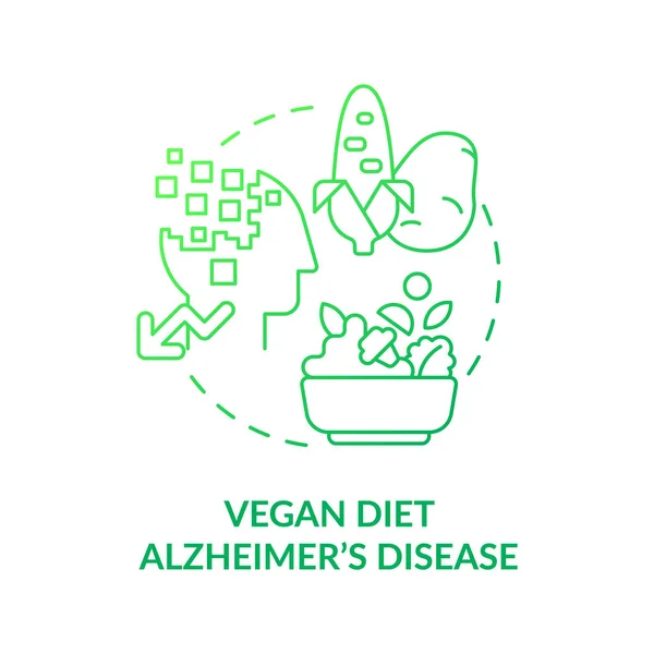 Веганская диета и икона зеленого градиента болезни Альцгеймера — стоковый вектор