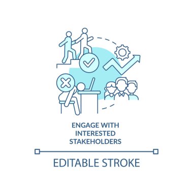 İlgili paydaşların turkuaz konsept simgesiyle bağlantı kur