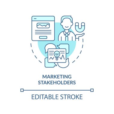 Pazarlama hissedarları turkuaz konsept simgesi