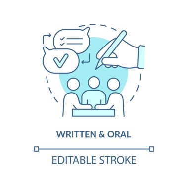 Yazılı ve sözlü turkuaz konsept simgesi