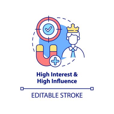 Yüksek ilgi ve yüksek etki konsepti simgesi