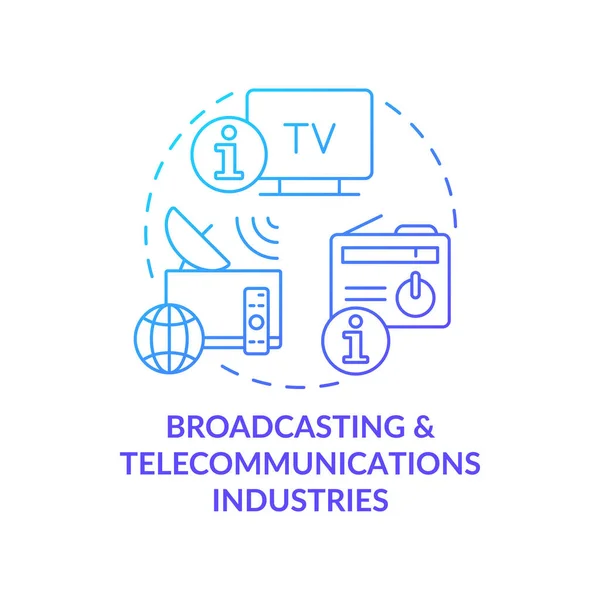 Settori radiotelevisivo e delle telecomunicazioni blu gradiente concetto icona — Vettoriale Stock