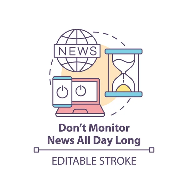 Não monitore notícias durante todo o dia ícone conceito —  Vetores de Stock