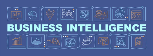 Business Intelligence Implementierung Word Konzepte dunkelblaues Banner — Stockvektor