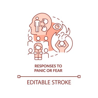 Paniğe ve korku kırmızı konsept simgesine tepkiler