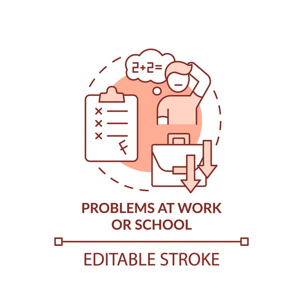 Problemi sul lavoro e sull'icona del concetto di terracotta scolastica — Vettoriale Stock