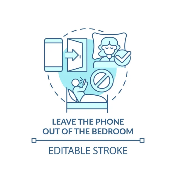Leave phone out of bedroom turquoise concept icon — Stock Vector